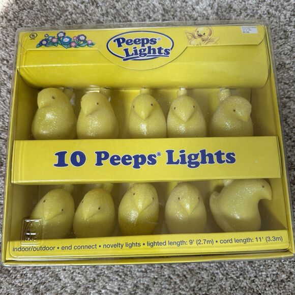 New Peeps Lights 10 Peep Chicks Yellow String Light Set Easter Indoor/Outdoor - Picture 1 of 4